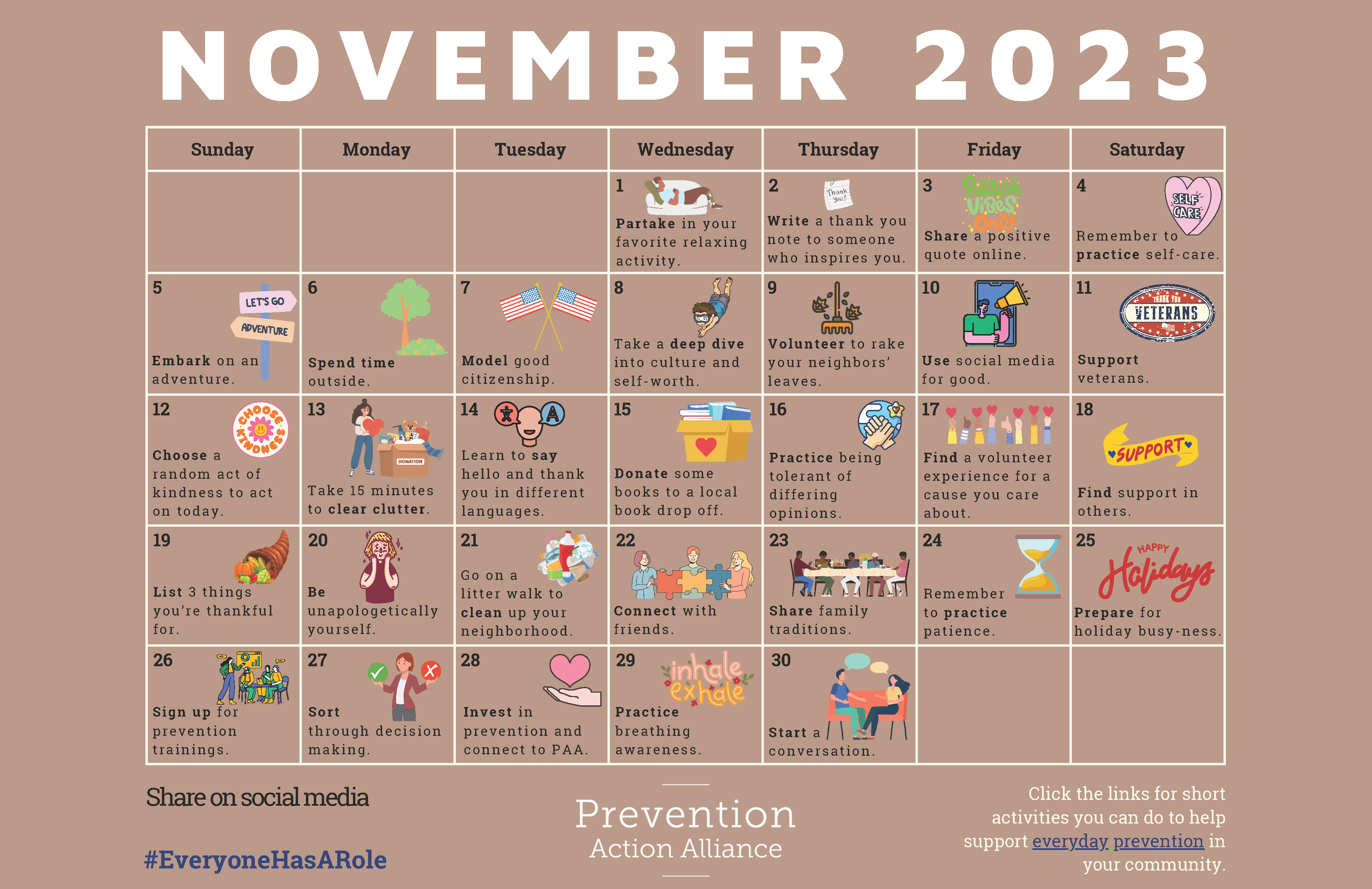 November 2023 Prevention Calendar