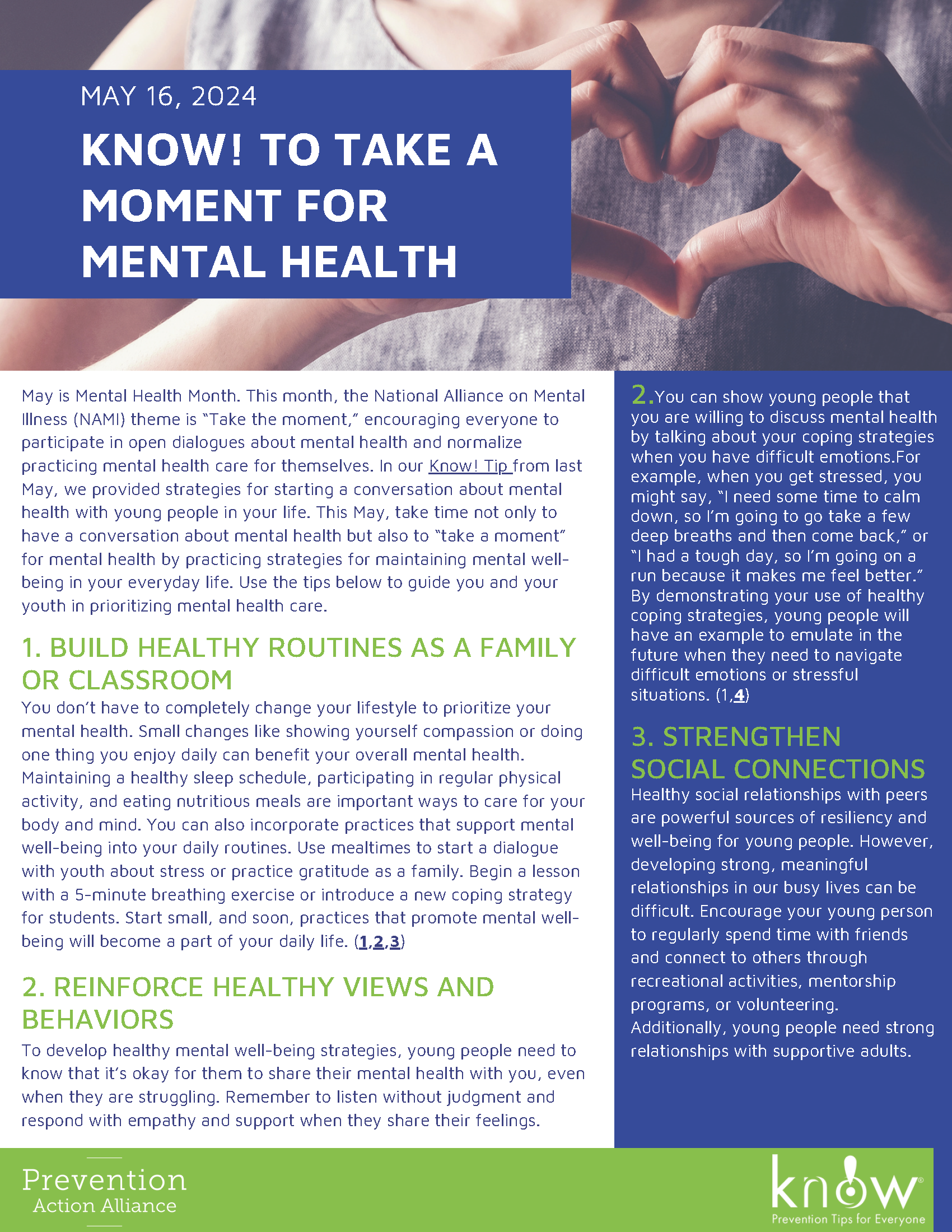 Know! to Take a Moment for Mental Health - Prevention Action Alliance