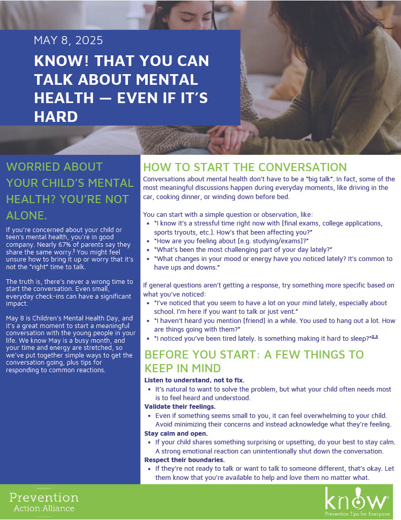 Know! That You Can Talk About Mental Health -- Even If It's Hard