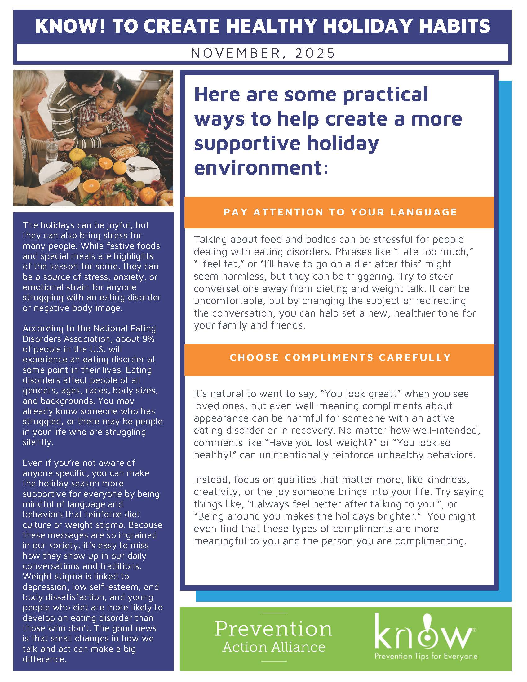 Know! To Create Healthy Holiday Habits