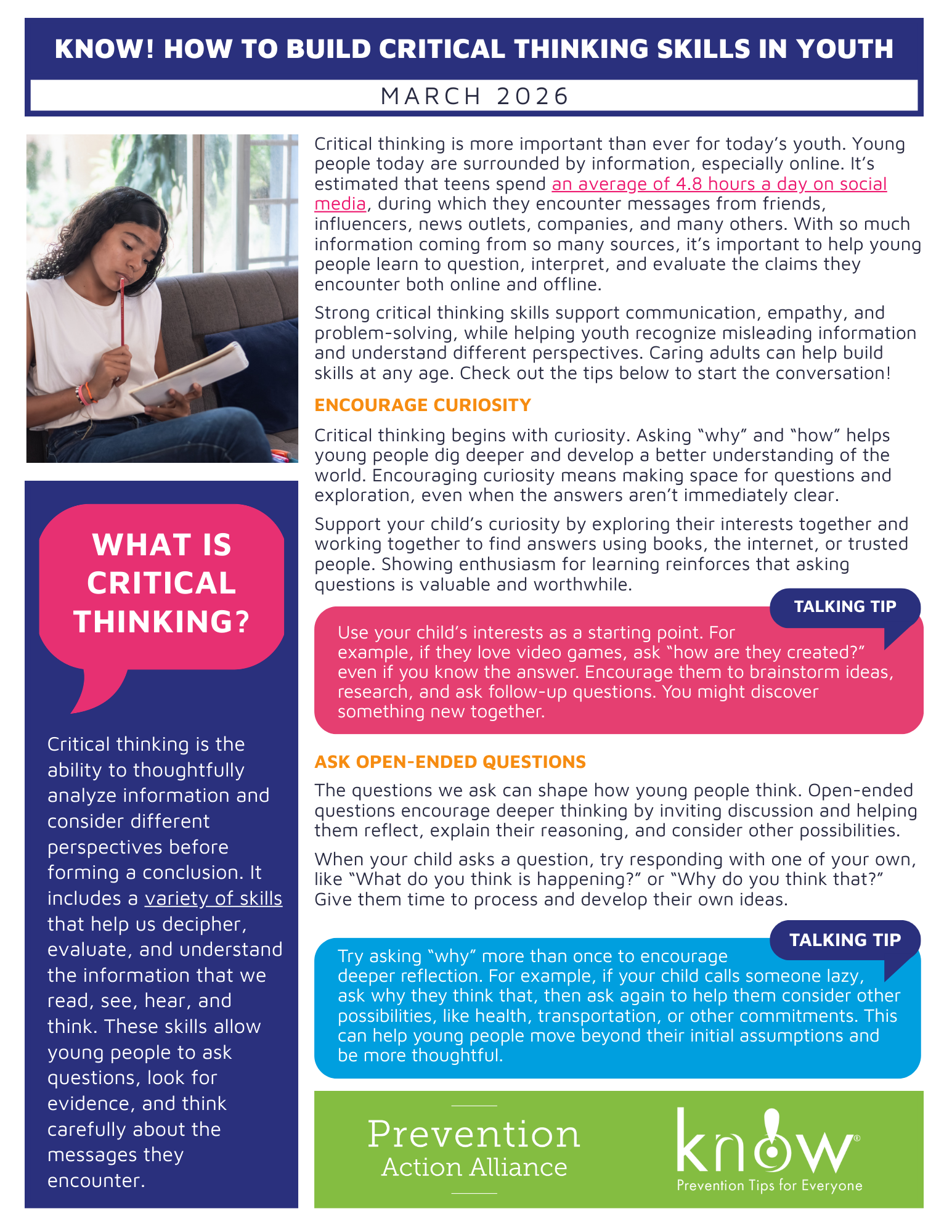 Building critical thinking skills in youth