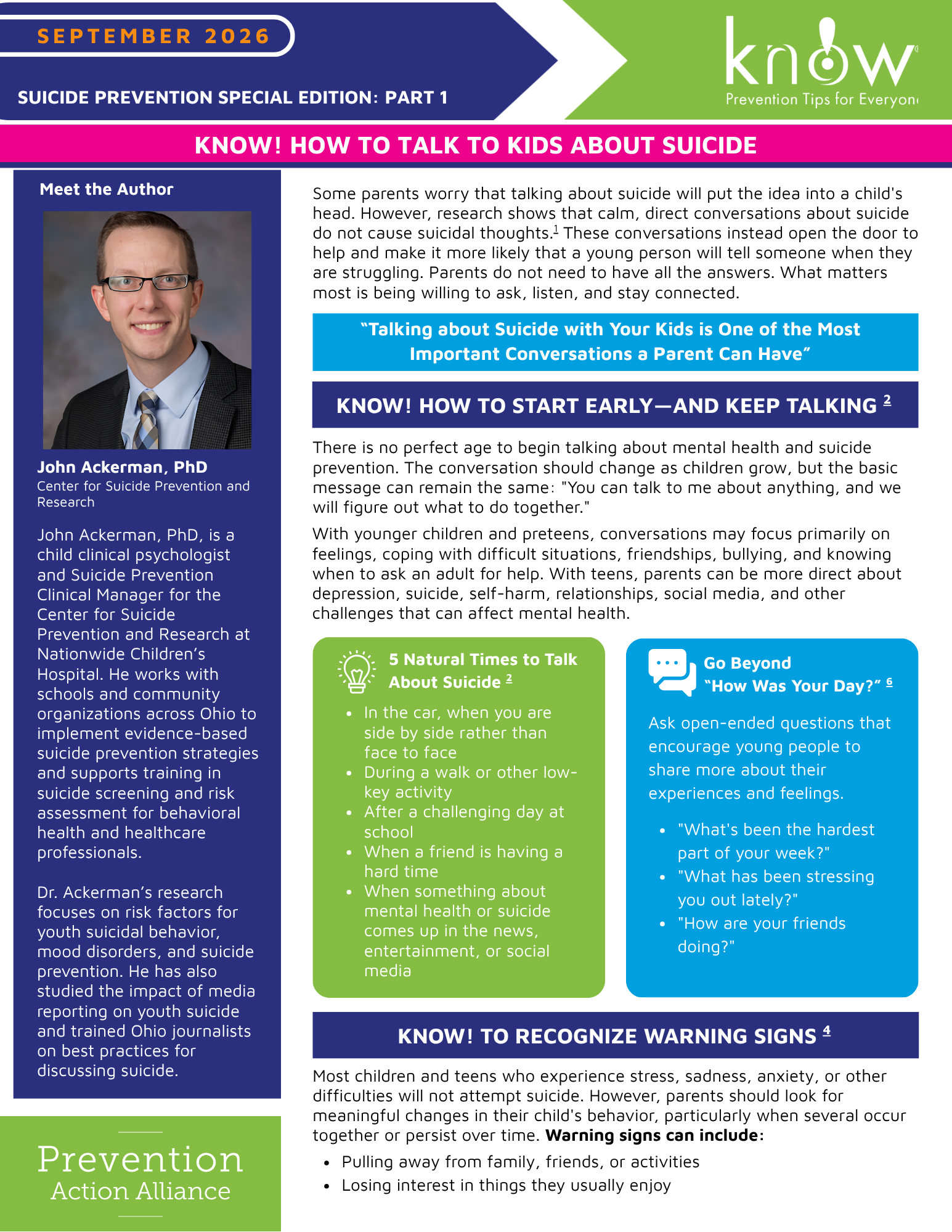 Talking to kids about suicide - Know! Prevention Tip